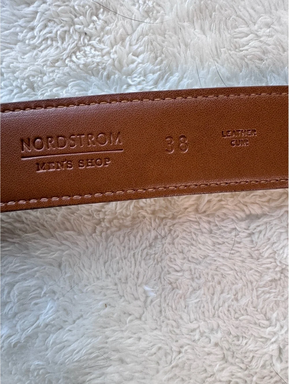 Nordstrom Men's Shop Black Leather Dress Belt with Silver Hardware- size 38